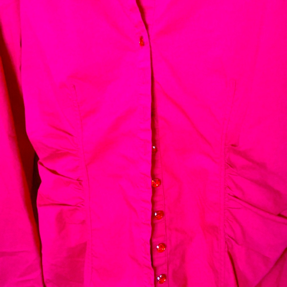 Bright Red Button Down - Picture 2 of 2